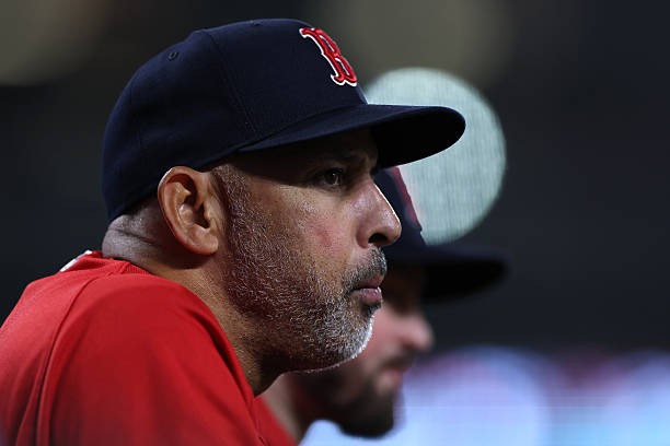 Alex Cora during the Red Sox-Orioles game on April 24, 2026. He was fired shortly after the game.