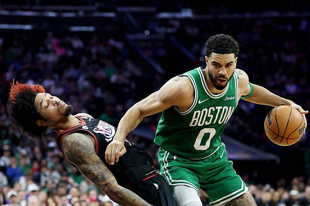 Kelly Oubre guarding Jayson Tatum in the 1st round of the 2026 playoffs (April 26)