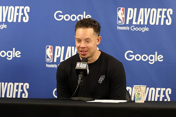 MAY 6: Head Coach Mitch Johnson of the San Antonio Spurs after game 2 against the Timberwolves
