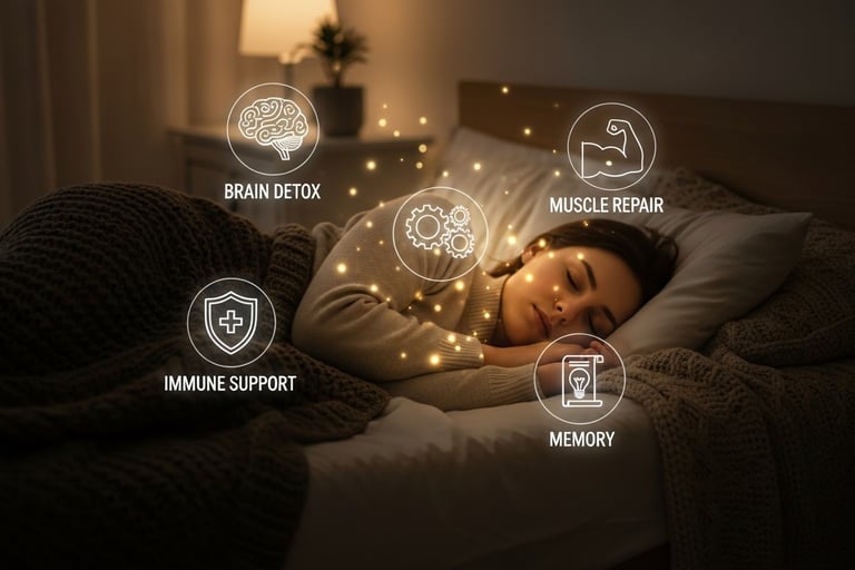 a woman sleeping in bed with a blanket on her head