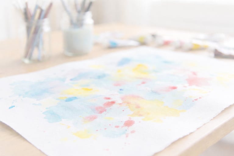 Art therapy materials on table