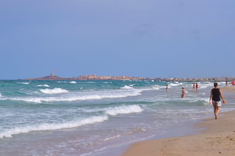 "Playa Galúa", one of the many white sand beaches and transparent waters La Manga