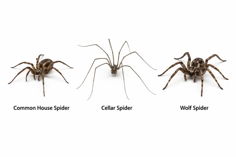 Close-up of three most comon spiders in lebanon 