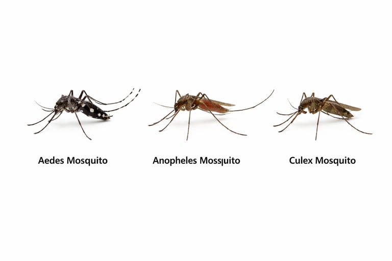 Close-up of three comon mosquitoes in lebanon wit