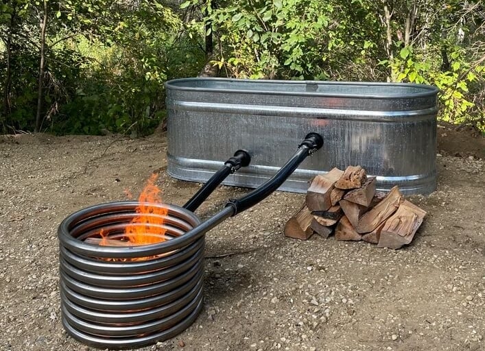 firewood water coil heater
