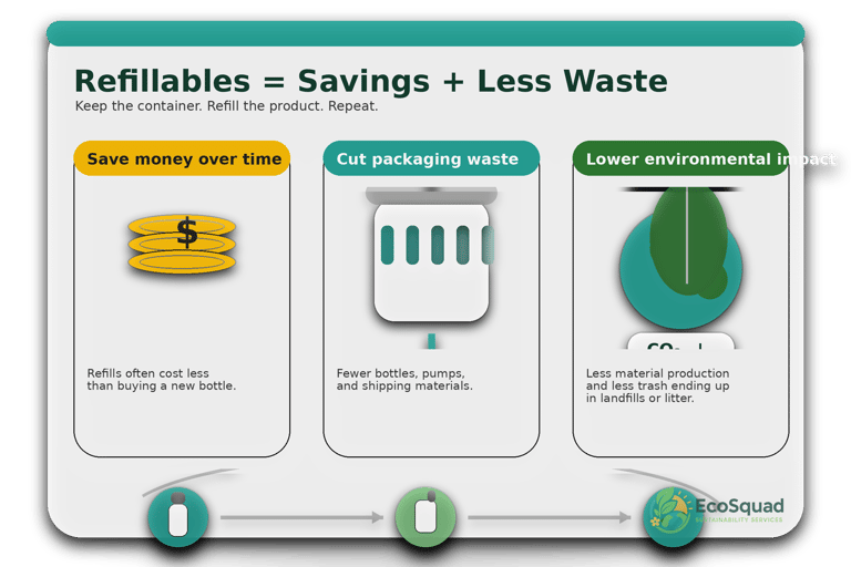 Refillables Savings, less waste