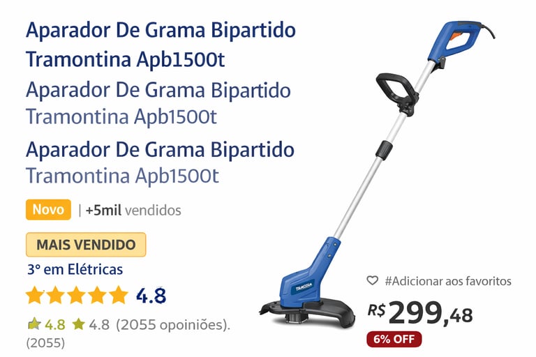 a blue and white electric trimming machine with a blue handlebar