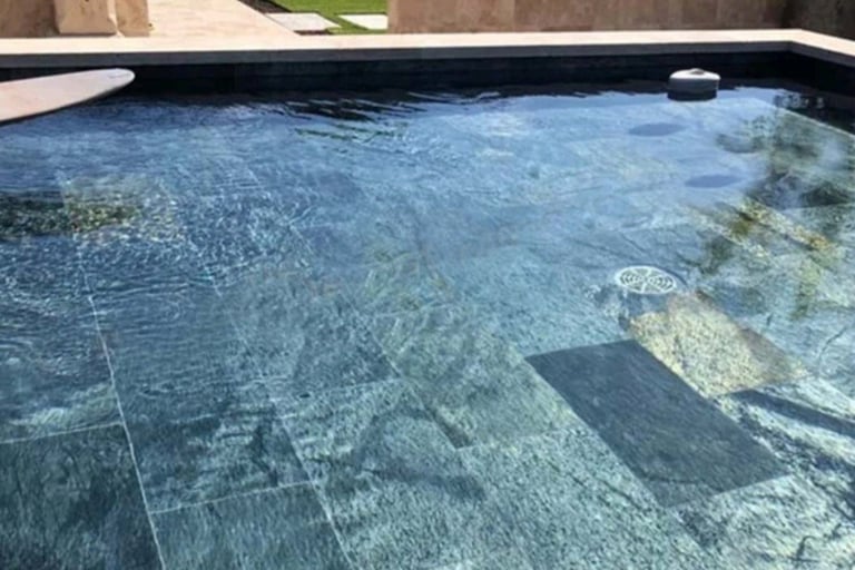 Slate tiles used in the swimming pool - Manrise Enterprises