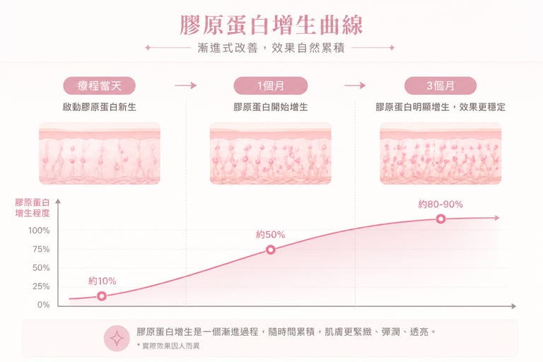 膠原蛋白增生曲線 時間軸對比圖