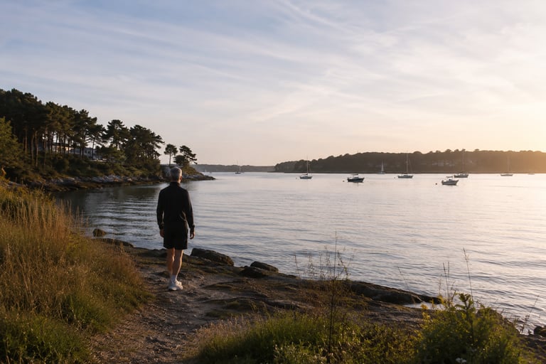Paysage paisible au bord du Golfe du Morbihan avec une belle lumière naturelle