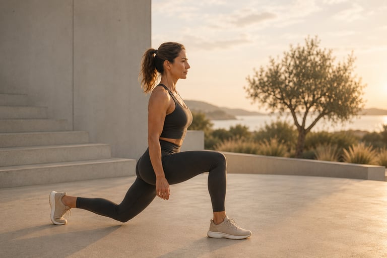Femme réalisant une fente qui illustre le pattern lunge