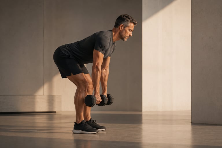 Homme réalisant un romanian deadlift illustrant le pattern Hinge lors d'une séance RPL+