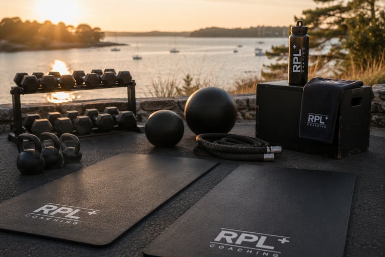 Matériel de coaching sportif RPL+ au coucher du soleil dans le Golfe du Morbihan