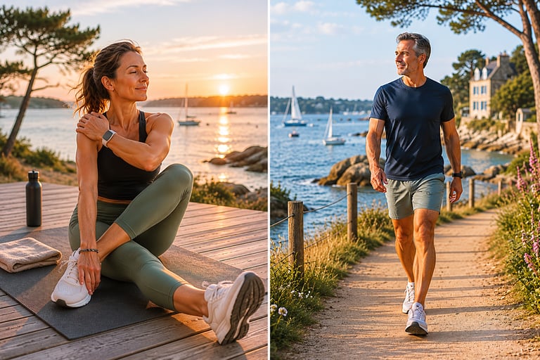 Séance stretching et marche en extérieur sont des exercices parfaits pour une récupération active.