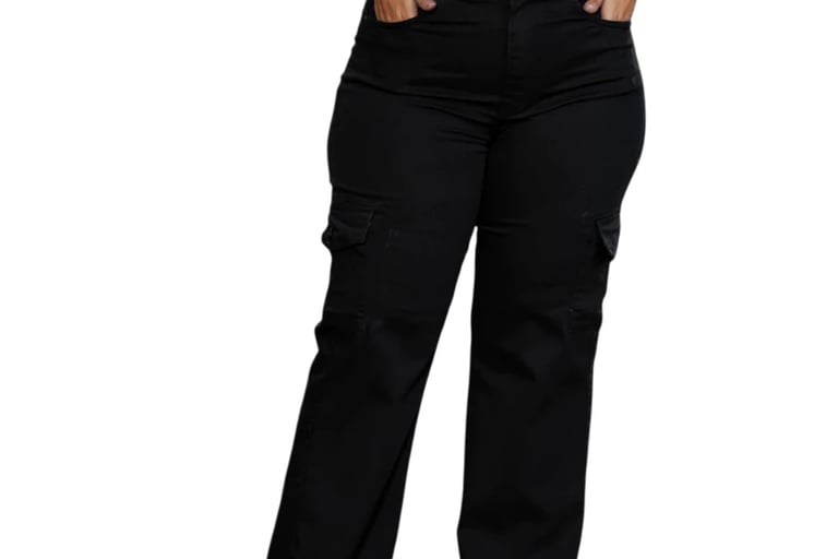 calça wide leg plus size preta básica versátil guarda roupa cápsula