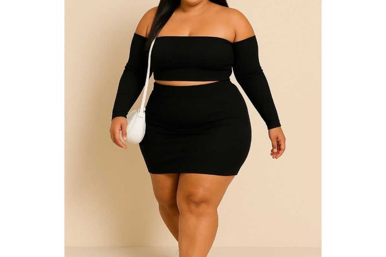 conjunto plus size cropped e short com botões estilo moderno barato