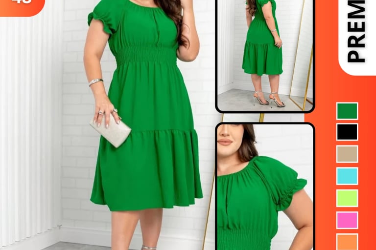 vestido midi plus size elegante versátil para várias ocasiões
