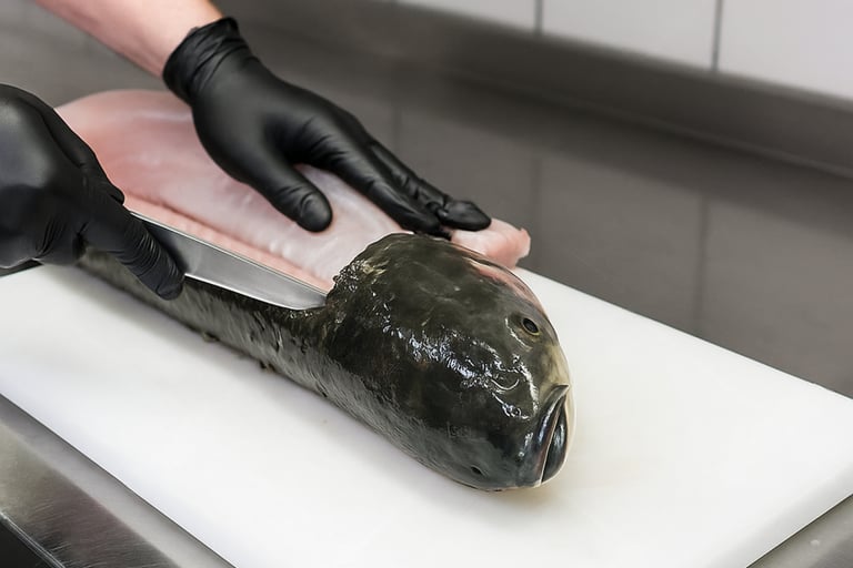 Realização de cortes em um peixe