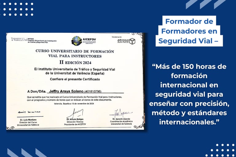 certificación internacional en Seguridad Vial Universidad de Valencia