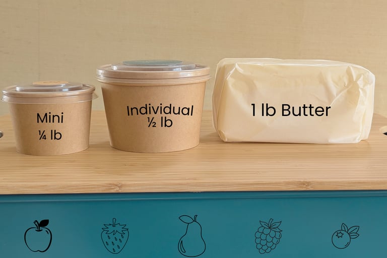 Package sizes compared to butter
