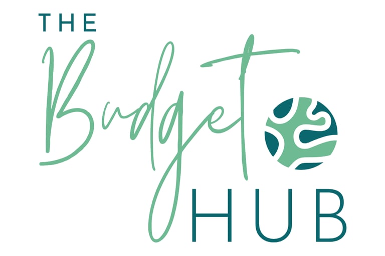 The Budget Hub logo with green lettering and a circular abstract icon above the wordmark.