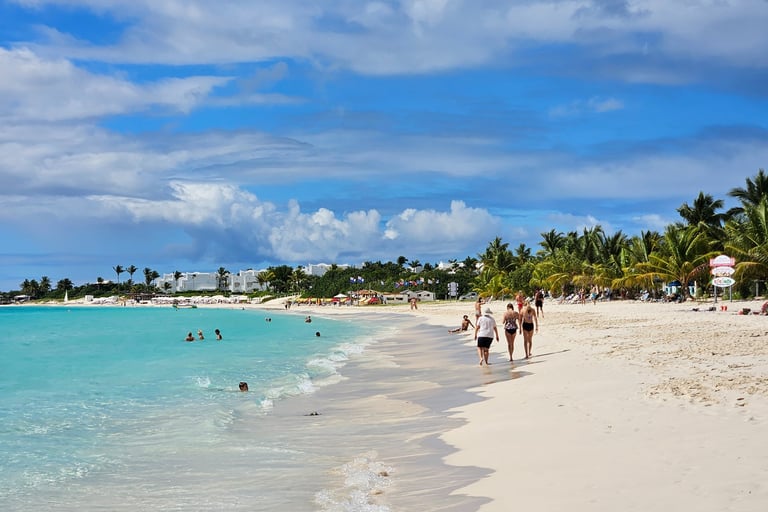 A very white, sandy Beach in Anguilla--Taken from a boat cruise offered by one of our Fora partners!