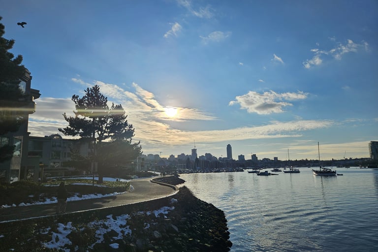 Scenic panorama view of Vancouver from the Estuary.