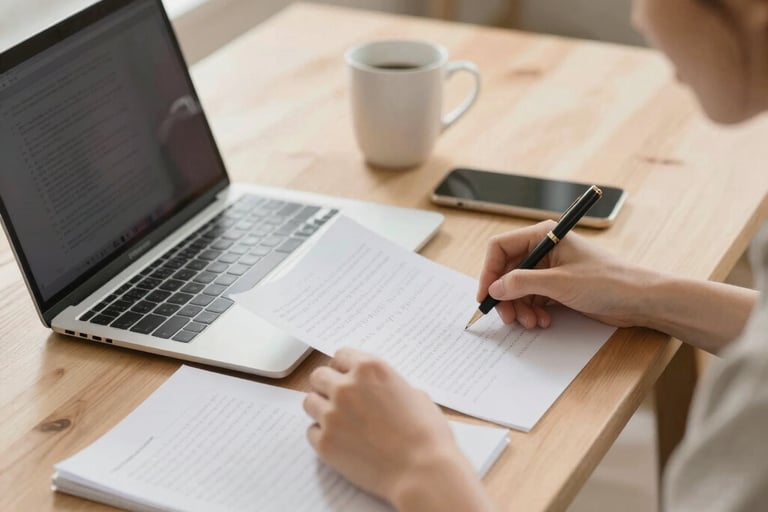 woman typing a script