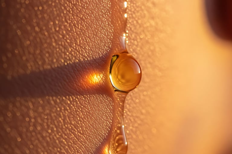 kapljica ulja na koži