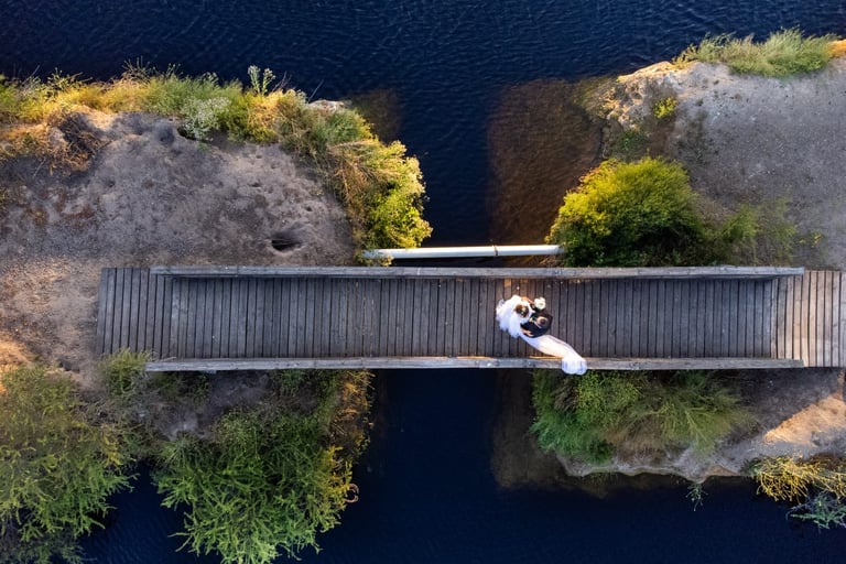 fotografía con drone matrimonio