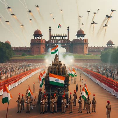 a military parade of military personnels and a parade float