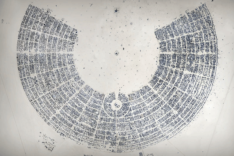 Overhead map of Black Rock City, NV