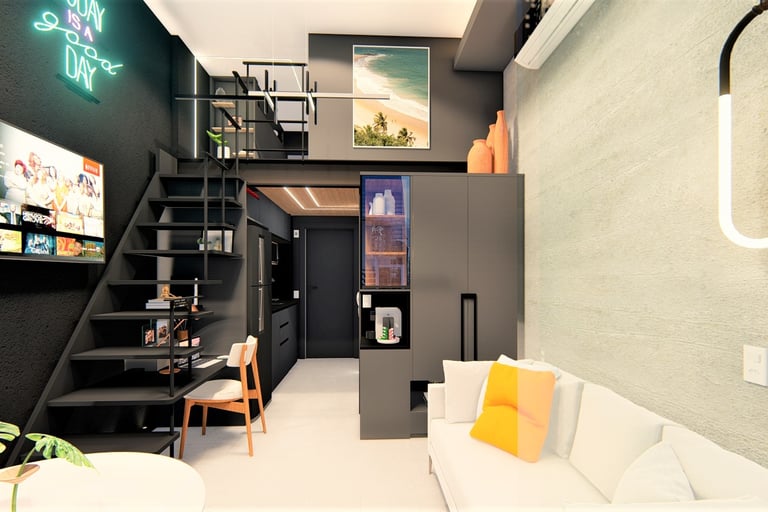 Projeto de Interiores de Studio Compacto no Brooklin São Paulo