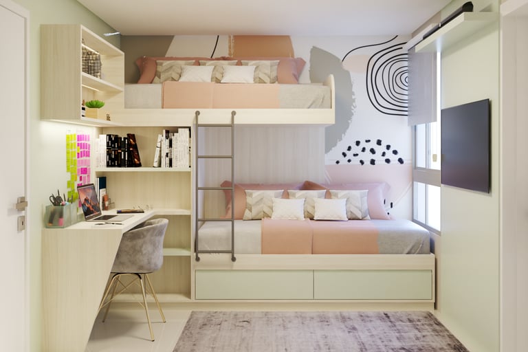 Projeto de Interiores de Quarto Compacto em São Paulo