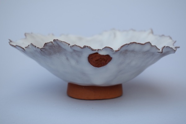Terracotta, half glazed, shallow bonsai bowl