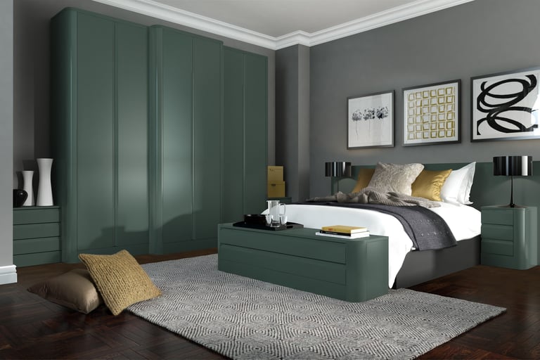 Aries modern handleless J pull fitted bedroom wardrobes
