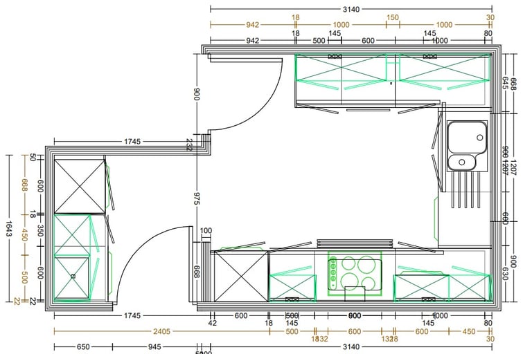 Kitchen design floor plan