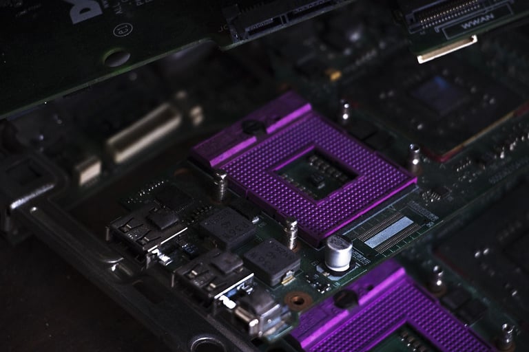 Close-up of an advanced AI chip, symbolizing NVIDIA Blackwell GB10 hardware innovation in 2025