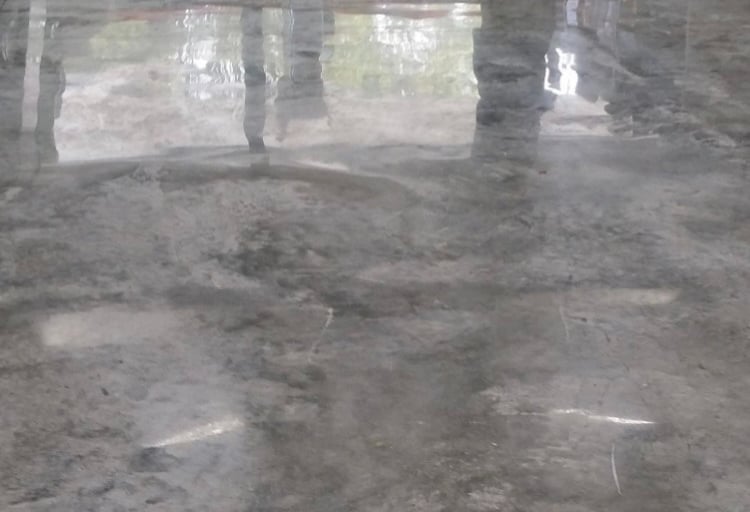 a concrete polished concrete floor with marbling