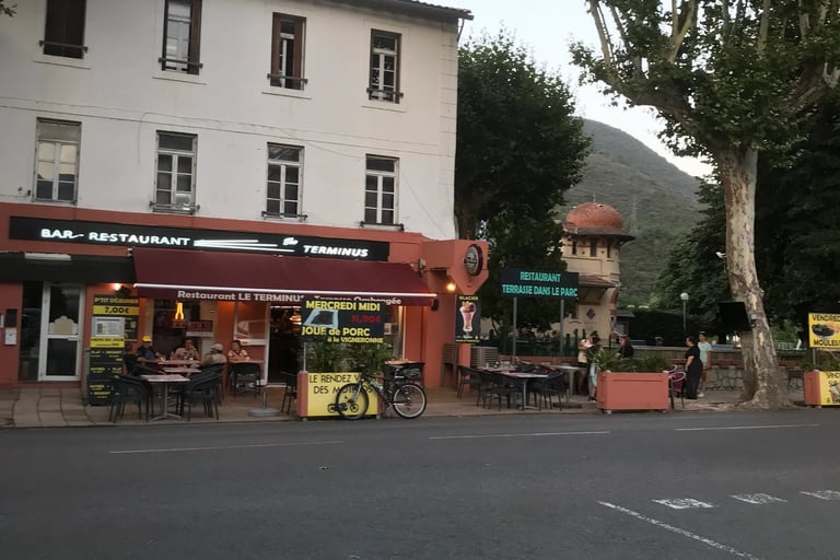 Le Terminus bar in Quillan town centre