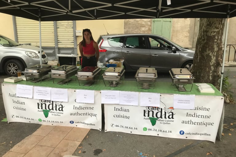 Local food stall at festival in Quillan Aude Valley