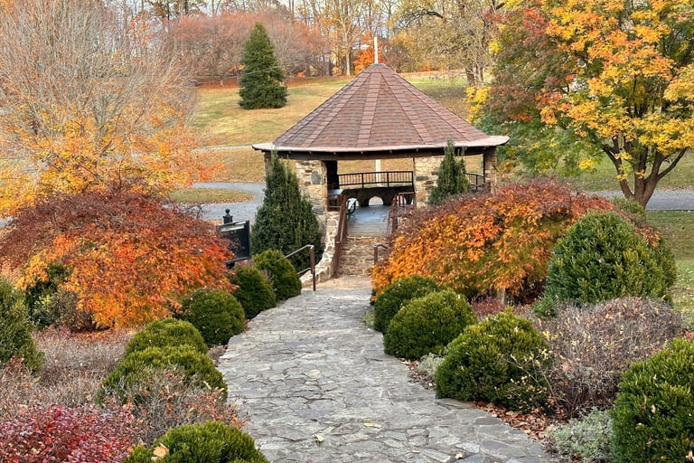 stone walkway to gazebo in Riverside Park, Rivermont Lynchburg Va