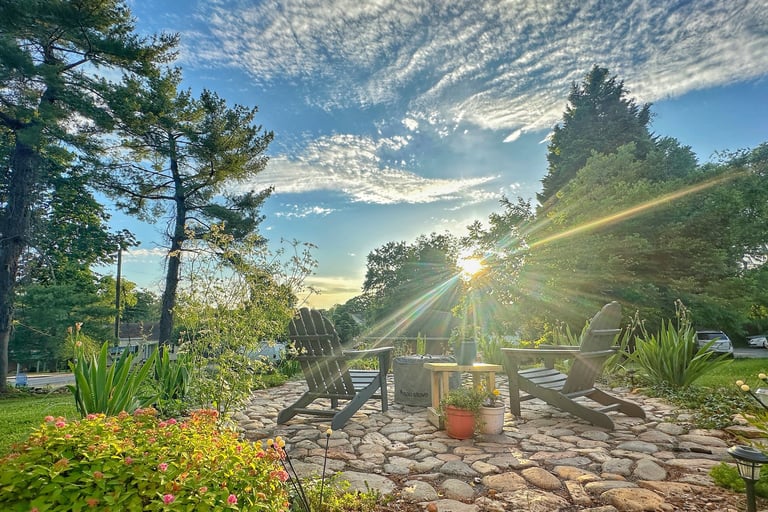 sunset backyard of 2123 Rivermont