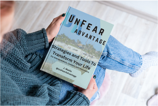 a person sitting on a bed with a book about the benefits of a book