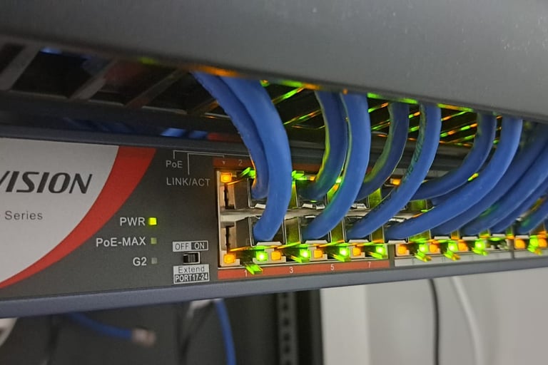 a rack of wires and wires connected to a computer