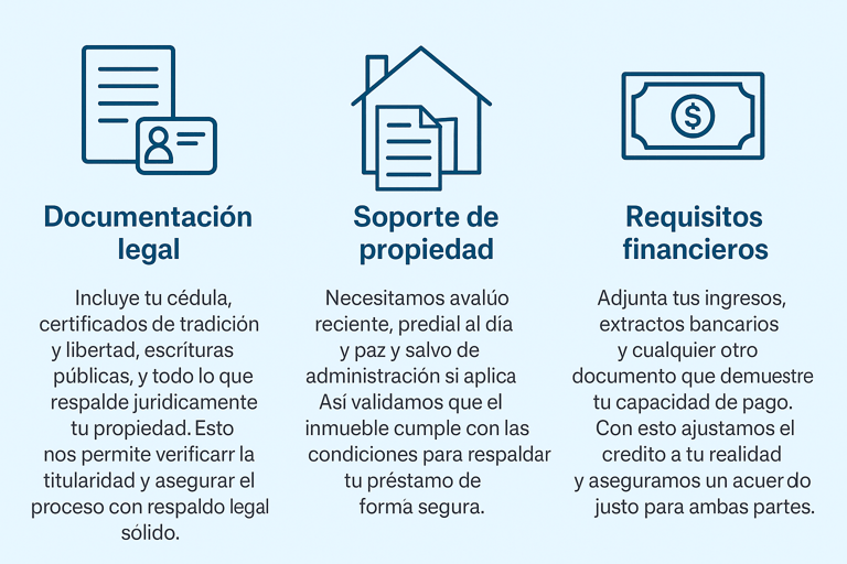 soporte de documentos necesarios para prestamos sobre hipoteca