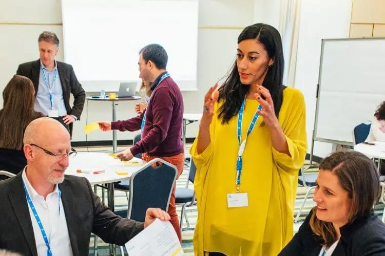 Aurelie Litynski leading a Positive Leadership Workshop at a multinational company