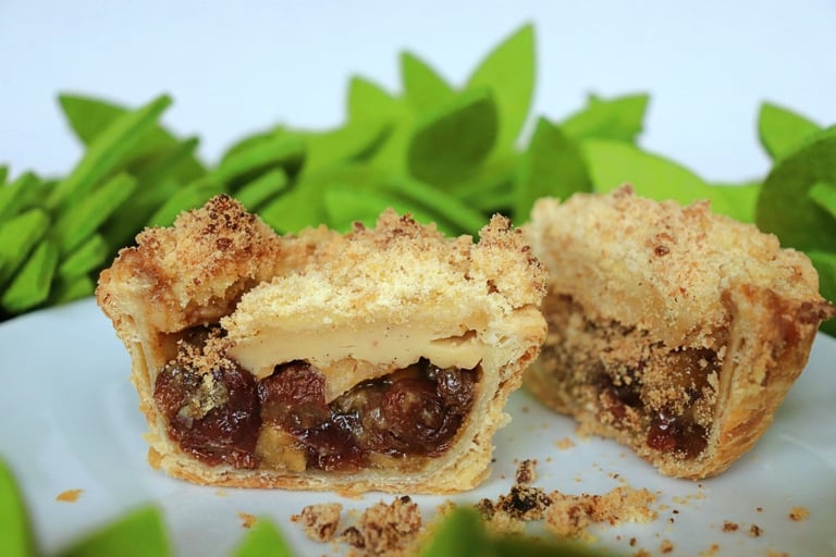 Puff Pastry Mince Pies With A Custard & Crumble Top