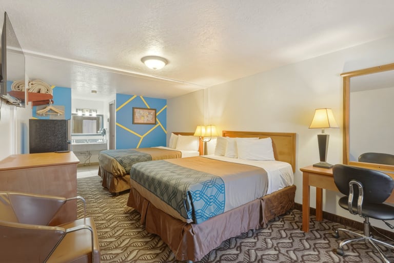 Patriot Stay Hotel Vernal Utah. Double queen room with large tv and kitchenette for workers. lodging