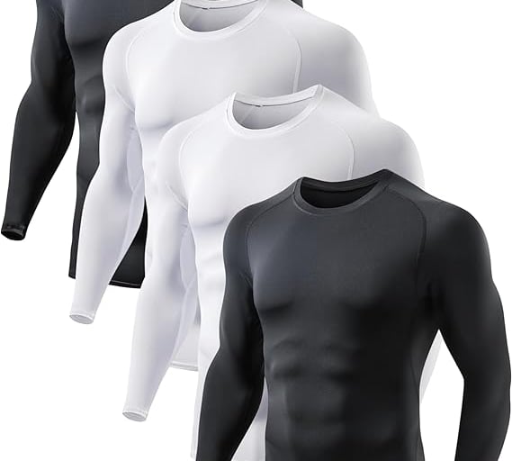 a group of men's underwear compression shirts